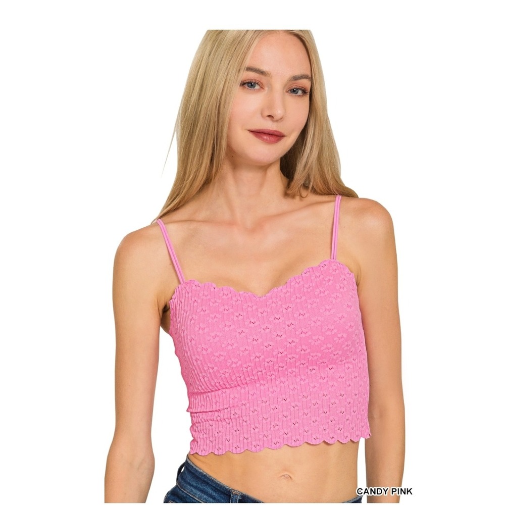 Zenana Candy Pink Seamless Lace‎ Bralette with Pads